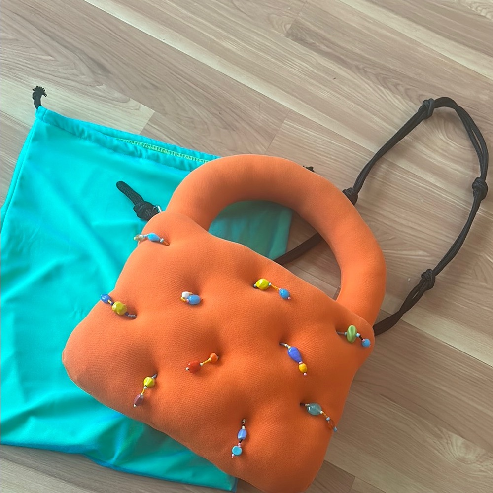 Vibrant Orange Beaded Women's Bag